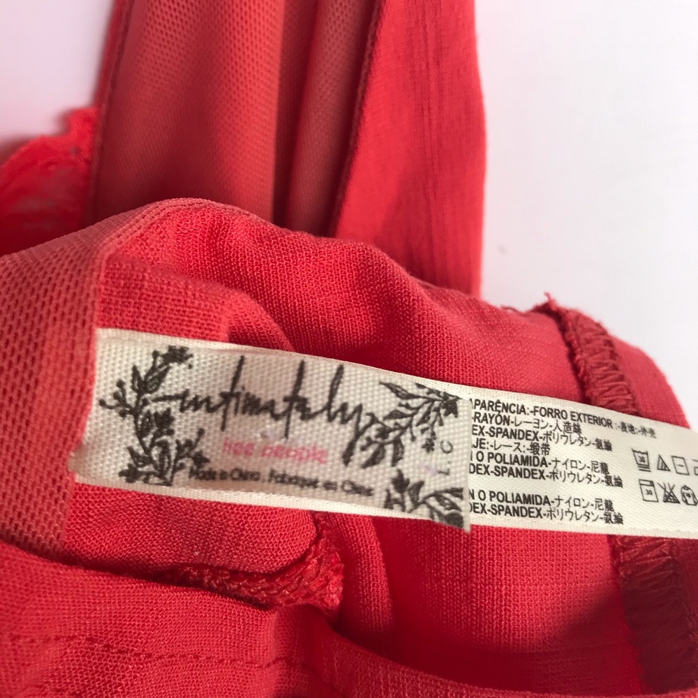 Free People NWOT The Century Coral Red Lace Brami - Picture 8 of 8
